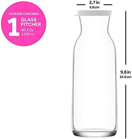 LAV Glass Water Pitcher 40 oz - jarra de vidro transparente com tampa - jarra de vidro - para água, chá gelado, limonada