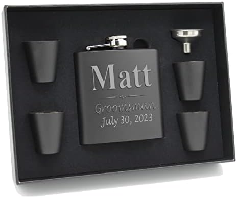 Conjunto de 1, 2, 3, 4, 5, 6, 7, 8 frasco preto personalizado - padrinhos gravados personalizados, melhor homem, frascos