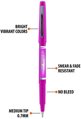 Inc. canetas de ponta de feltro de cor Optimus-24 cores variadas, multicolor sem sangrar 0,7 mm de ponta média, escritório, escola,