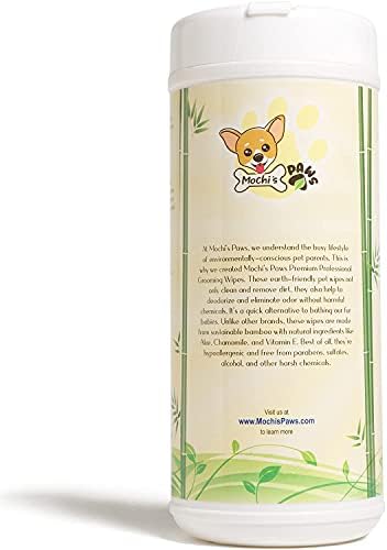 Mochi's Paths Unsédios Premium Pet Pet Wipes | Feito com bambu sustentável amigável à Terra | Dog lança desodorização hipoalergênica