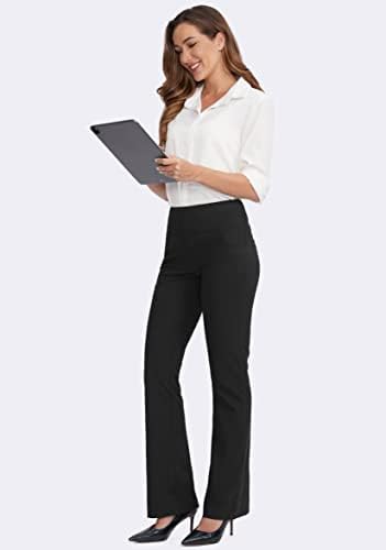 Rammus Womens Yoga Dress Calça com 5 bolsos de altura calça de trabalho de cintura para mulheres calças de pernas para o escritório casual