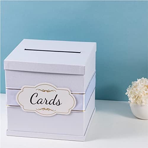 Caixa de cartão de presente de Merry Expressions com 2 fitas pretas e brancas na gravadora Gold Trim & Cards - 10 x10 x10 Large - para casamentos, graduações, aniversários ou chuveiros de bebê