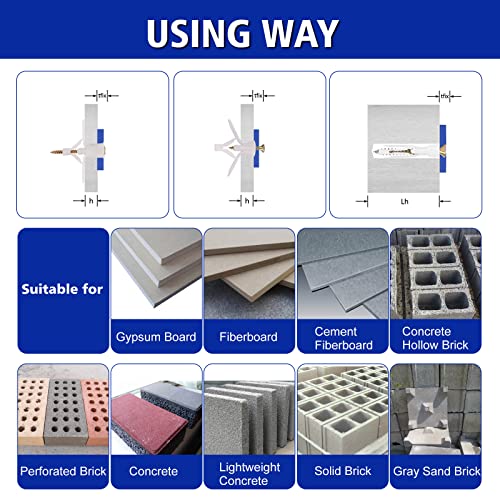 Drywall Kit de kit de âncora Plugues e parafusos âncoras de parede oca de nylon, tubo de tubo de expansão de borboleta para cortina