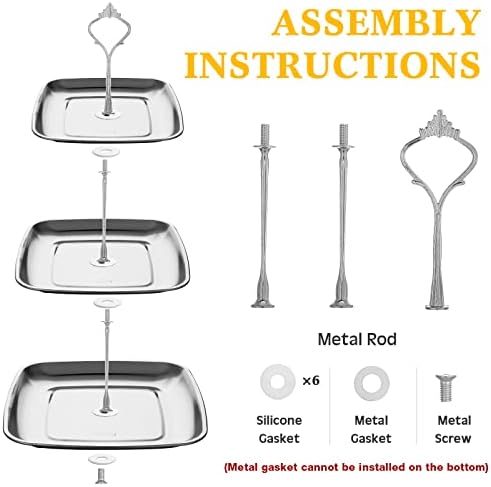 GERRII 2 PCS METAL 3 TIERED CUPCAKE STAND STANDS STANS DE AÇO ANTERIOR STANDS SERVIVENTE DE BAVELA DE 3 CUPCAKOS TIERADOS STAND