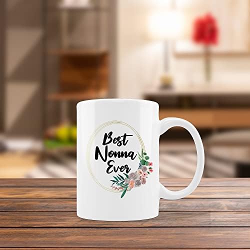 Kunlisa Best Nonna Ever Floral Canek Cup, Copo da caneca de chá de leite de cerâmica de melhor avó, decoração da casa da fazenda, avó avó nonna aniversário do dia da mãe presente de neta neta