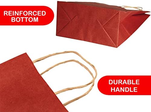 Sacos de papel Kraft de suprimentos elegantes com alças torcidas-10x5x13 polegadas, sacos de estampa sólida multiruse, perfeitos