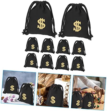 TendyCoCo 10pcs Partido de cordão de tração Bags de algodão Bolsas de cordão de algodão Tote Organizer Inserir cassino tema Favorias de figurino de figurino de bancos Carregando sacos de armazenamento Sacos de armazenamento