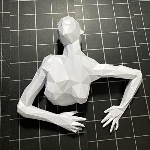 WLL-DP Mulher na parede Modelagem de papel geométrico Troféu Diy Modelo 3D Origami Puzzle Polpe