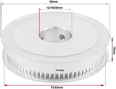 Axwerb Professional 1pc 3m 80t Polia de engrenagem, furo interno 10/12/14/15/19/25mm Motor de passo da polia do motor