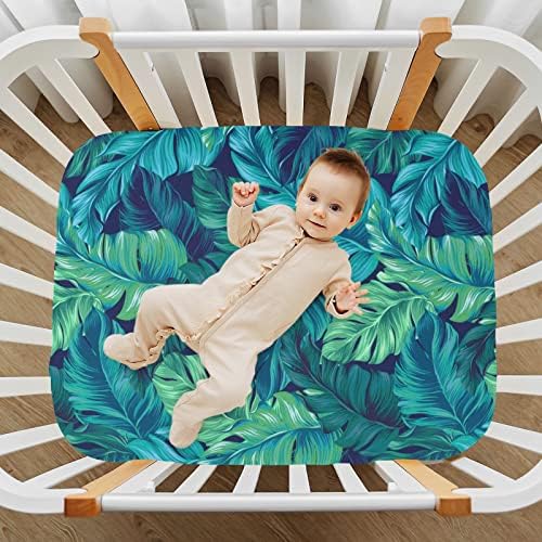 Umiriko Tropical Palm Leaves Pack n Play Baby Play Playard Sheets, Mini Crib Sheet para meninos Meninas Player Matteress Cover H020280