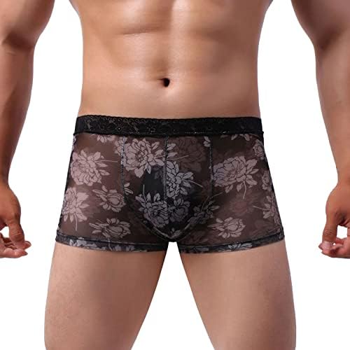 Mens boxers renda boxer impressa cueca transparente resumos masculinos respiráveis ​​roupas íntimas masculinas masculinas masculinas