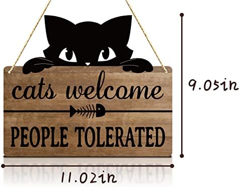 Gatos bem -vindo às pessoas toleravam decoração de gatos, placas de suspensão de PVC engraçadas para a decoração da casa de animais de estimação, presentes de amantes de gatos para mulheres