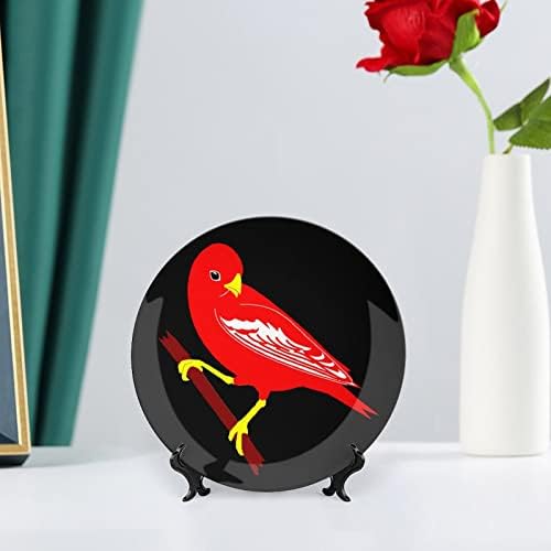 Pássaro Northern Funny Bone China Decorativa Placas redondas Crafas de cerâmica Craft com exibição Stand for Home Office Wall Decoration