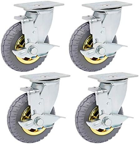 Placas de placa Aliaoforz Rodas de placa giratória, rodas de móveis de borracha para serviço pesado, rodas de rodízio em