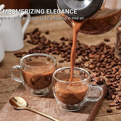 2,5 oz de xícaras de expresso com alça, copos de café expresso, xícaras de café expresso transparentes, canecas de café expresso isoladas de parede dupla, tazas de cafe expreso, lava-louças para microondas, BPA grátis