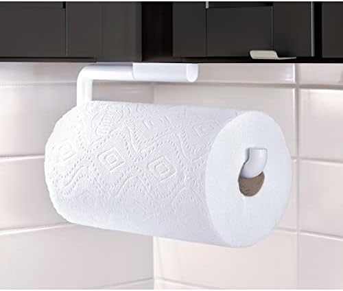 Idesign plástico montado em parede de papel toalha de metal, organizador de rolos para cozinha, banheiro, sala de artesanato, 13 x 5 - branco