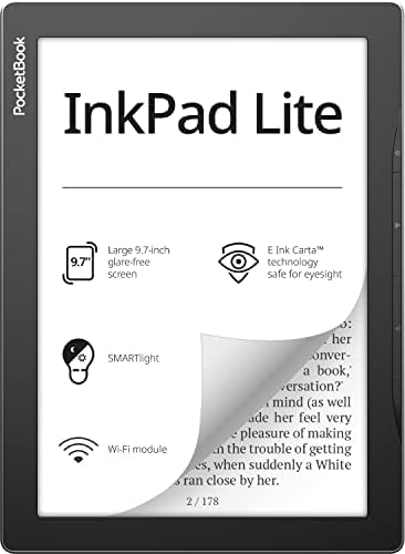 Pocketbook Inkpad Lite | Leitor de livros eletrônicos com grande tela de tinta eletrônica 9.7ʺ | Reade-e-e-e-Reader sem