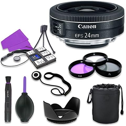 Canon EF-S 24mm f/2.8 Lente STM para câmeras SLR digitais Canon com kit de filtro de 52 mm
