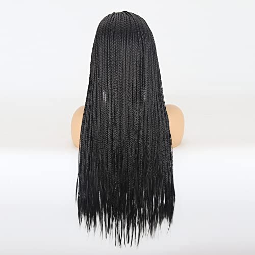 Btwtry Black Lace Caixa de Cornrow Front Wigs trançados para mulheres peruca de trança sintética com cabelos para bebês para