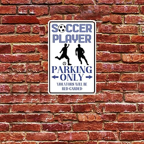 Jogador de futebol estacionamento apenas metal novidade lata signo futebol decoração antigo para o quarto de barra de barra de
