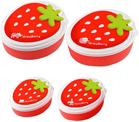 Hemoton 4 PCs Bento lancheira Strawberry Shape Kids Bento Box Box de contêiner de armazenamento de alimentos Caixas de contêiner