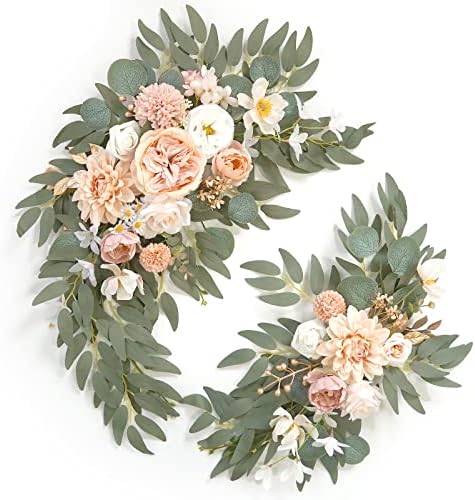 Piklado Faux Flower Swag Conjunto de 2 para sinais de boas -vindas de casamento decorações florais e sinais de cerimônia