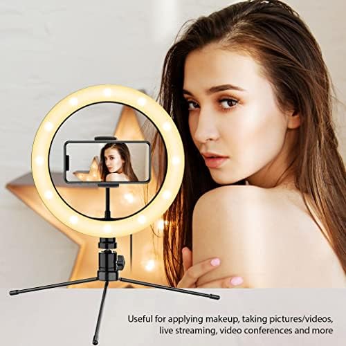 Anel de selfie brilhante Tri-Color Light Compatível com seus quadros de titânio Karbonn S7 10 polegadas com remoto para