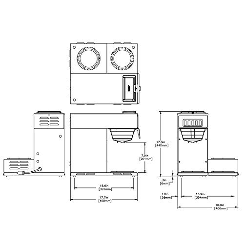 BUNN 13300.0013 VP17-3BLK3L PROBREVEROVER CEUSHER CEADE COMERCIAL Com 3 aquecedores inferiores, preto