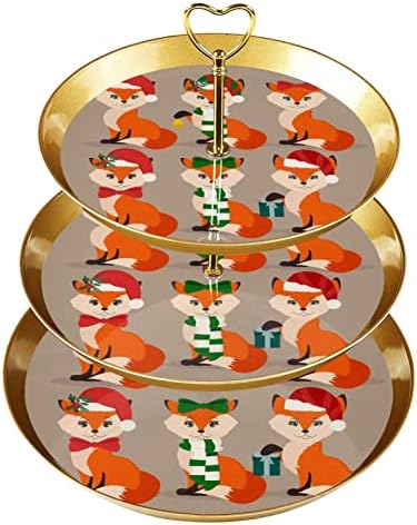 Christmas Festive Foxes Cupcake Stand Servando Bandeja, Bolo de Sobremesa em Releveito, Pases Servindo Stand para Casamento,