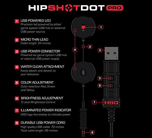 Hipshotdot Pro cor e controle de brilho DOT LED AIM AIM MOD PARA O GAMING TV Compatível com Xbox, PlayStation, Nintendo