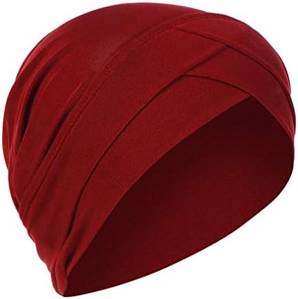 Chapéu de turbante para mulheres grãos de cor sólida alongam a Índia Headwear