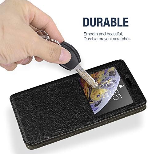 Caixa shantime LG G8X Thinq, caixa de couro de madeira com suporte de cartão e janela, capa de flip magnética para LG V50s