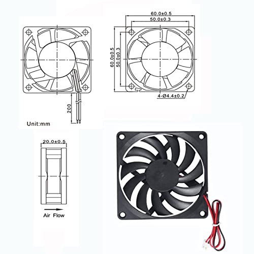 6020 Ventilador de resfriamento 60x60x20mm DC 12V Fan sem pincel sem pincel 60mm Fan xh2.54 2pin para fã de caixa de resfriamento por