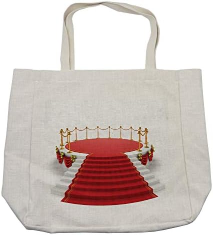 Bolsa de compras de teatro de Ambesonne, design simplista de design redondo com escadas com estampa de fundo simples, bolsa reutilizável