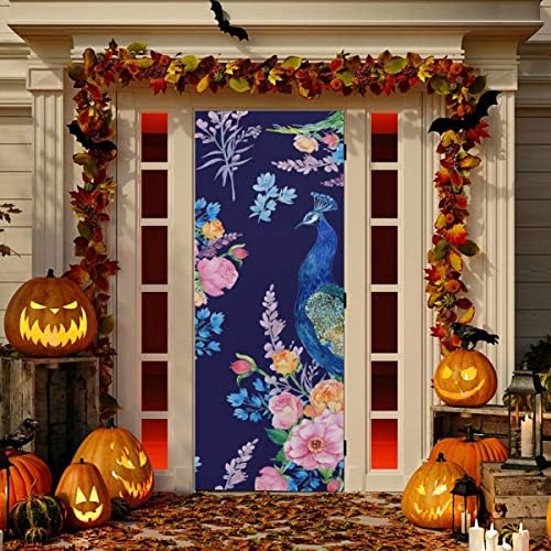 Decoração de porta de menina enevotx linda porta de pavão colorida que cobre o protetor de porta de porta de tamanho múltiplo de tamanho