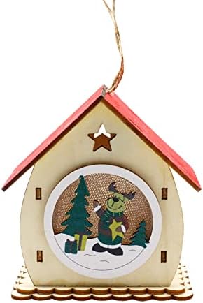 Arregada de Natal Decorativa Ornamentos pendurados com luzes Pingentes de Natal Artes e Crafts Mini Casa de Cerâmica de Cerâmica de Casa de Madeira