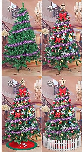 Dulplay Artificial Christmas Tree Inith Gold & Red Balls Ornament Trees in Stand Metal Legs Unidos para férias externas