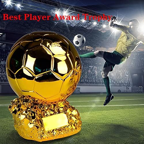 Wobblo Resin Soccer Ballon d'Or Trophy Réplica Ball Championship Trophy Gold Plated Soccer Melhor Jogador MVP Award Trophy