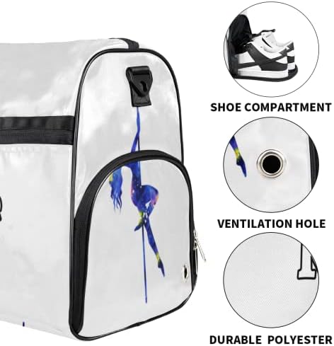 Pole Dance Girl Monograma Gym Duffel Bag com compartimento de sapatos dançarino grande bolsas de ginástica esportiva durante a