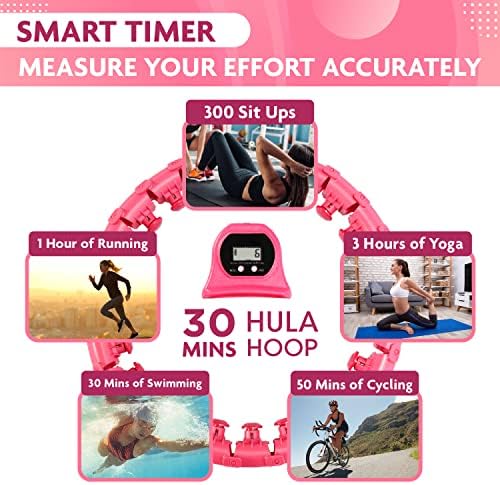 Equipamento de fitness tgu hula hoop com contador - exercícios de abdominais, perda de peso e gordura de queimadura, rosa, Fe215402020