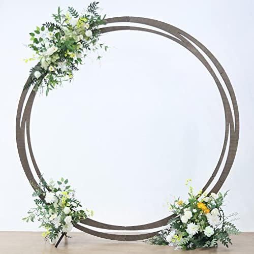 Efavormart 8ft de madeira marrom natural DIY Round Wedding Arch Stand, suporte de cenário de foto rústica