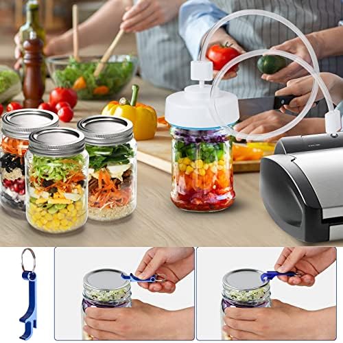 Selador de jar para o selador de vácuo FoodSaver, kit de selador de potes de potes de energia com mangueira de acessório para frascos de pedreiro regular e largo