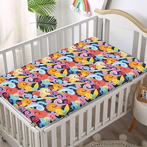 Pastel com temas de mini folhas de berço, lençóis de mini berço portáteis de colchão de colchão macio para bebês folhas de berço para menino ou menino, 24 x38, multicolor