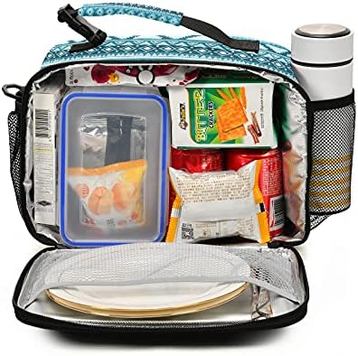 Lancheira mais refrigerada com isolamento de mnsruu, portador de bolsa de poliéster reutilizável com fivela para homens de viagem para crianças viagens de escritório na escola, listras verdes decorativas