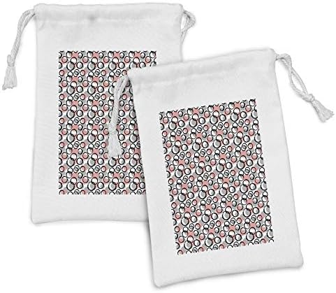 Conjunto de bolsas de tecido geométrico de Ambesonne de 2, rodadas e círculos abstratos de design de pinceladas, saco de cordão