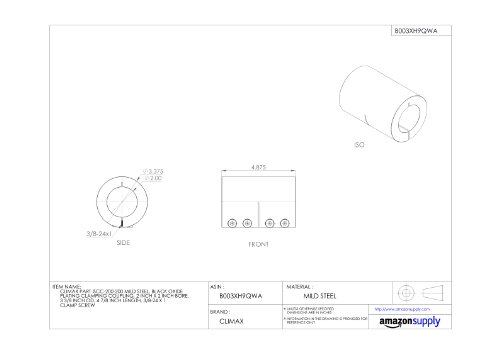 Parte do clímax ISCC-200-200 Aço macio, acoplamento de aperto com óxido preto, 2 polegadas x 2 polegadas, 3 3/8 polegadas