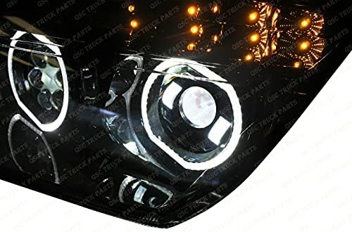 QSC LED Full Performance Black Headlight Assemblies compatíveis com Freightliner Cascadia 2018+