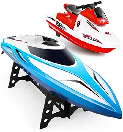 Pacote de barcos RC Force1 RC - Velocidade H102 Barco de controle remoto para piscinas e lagos e barco RC Speeder RC com controles remotos, baterias recarregáveis ​​de barco RC e cabos de carregamento USB