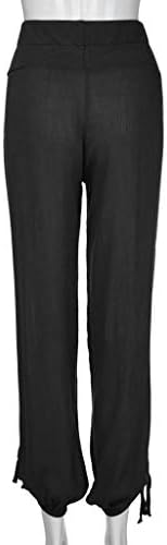 Calça xiloccer para mulheres botões casuais de moda feminina sólida calça de algodão perna e calça larga de calça de linho
