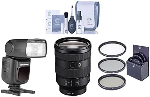 Sony Fe 24-105mm f/4 g lente OSS para Sony E, pacote com flashpoint zoom li-ion r2 ttl na câmera flash speedlight, kit